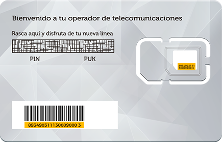 Tarjeta SIM mostrando el código ICC